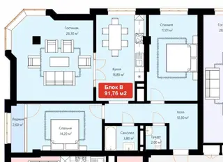 3 комнаты, 92 м², Кок-Жар мкр Элитка, 5 этаж, ПСО (под самоотделку)
